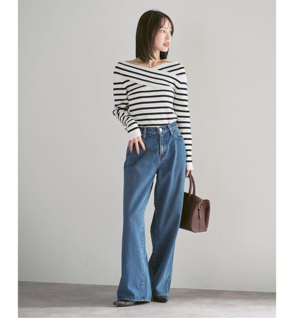 NOBLE「クロスリブオフショルダーニット」|ニット・セーター|