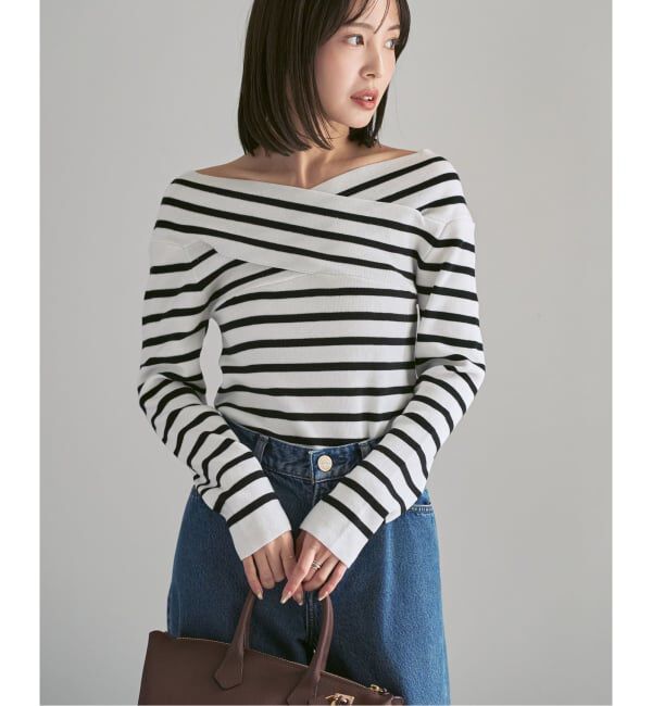 NOBLE「クロスリブオフショルダーニット」|ニット・セーター|