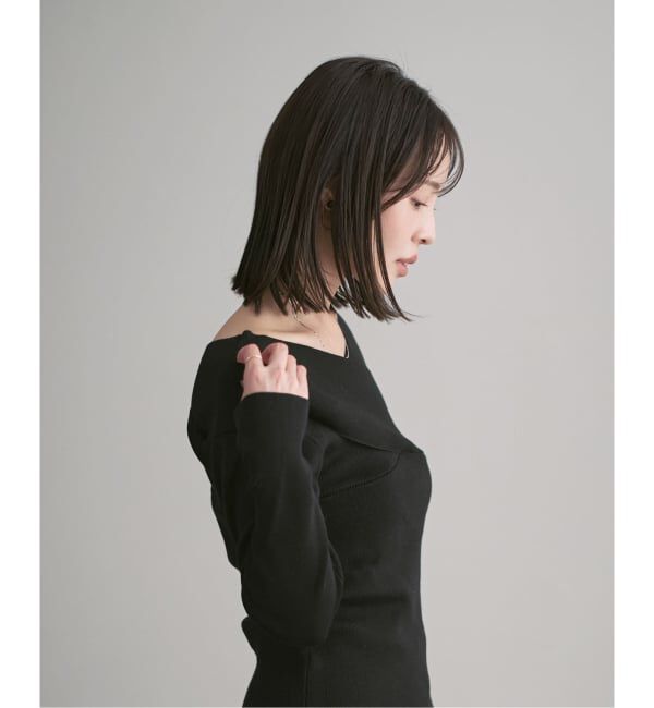 NOBLE「クロスリブオフショルダーニット」|ニット・セーター|