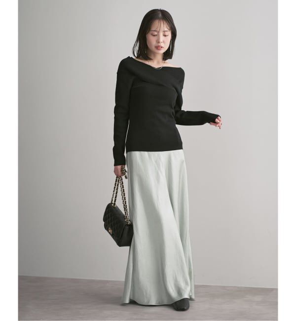 NOBLE「クロスリブオフショルダーニット」|ニット・セーター|