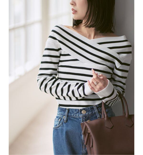 NOBLE「クロスリブオフショルダーニット」|ニット・セーター|その他カラー A