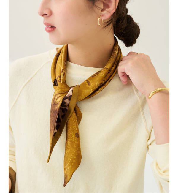 FRAMeWORK「manipuri/マニプリ　三角W65 スカーフ 45*96」|バンダナ・スカーフ|ブラウン