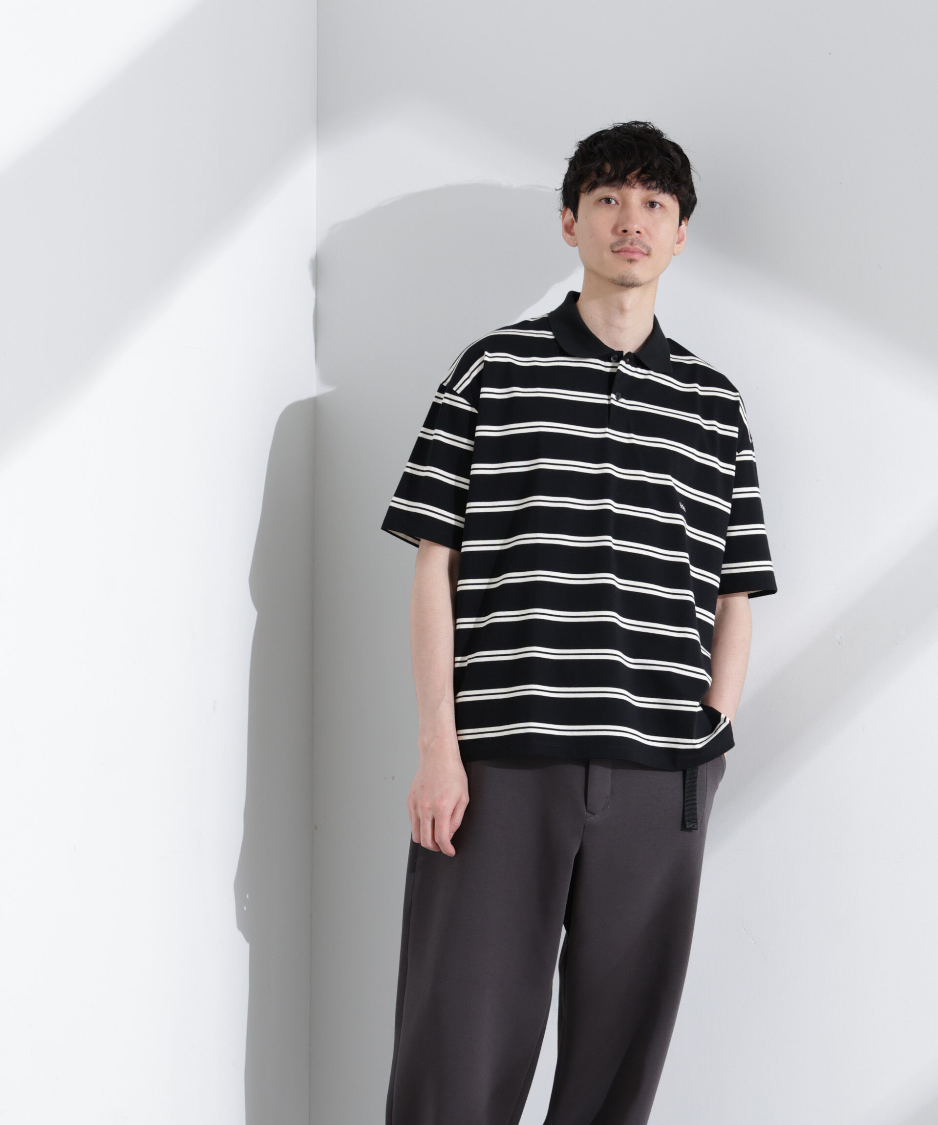 nano･universe「「NJ/CLUB」 オーバーサイズボーダーポロシャツ」|Tシャツ・カットソー|