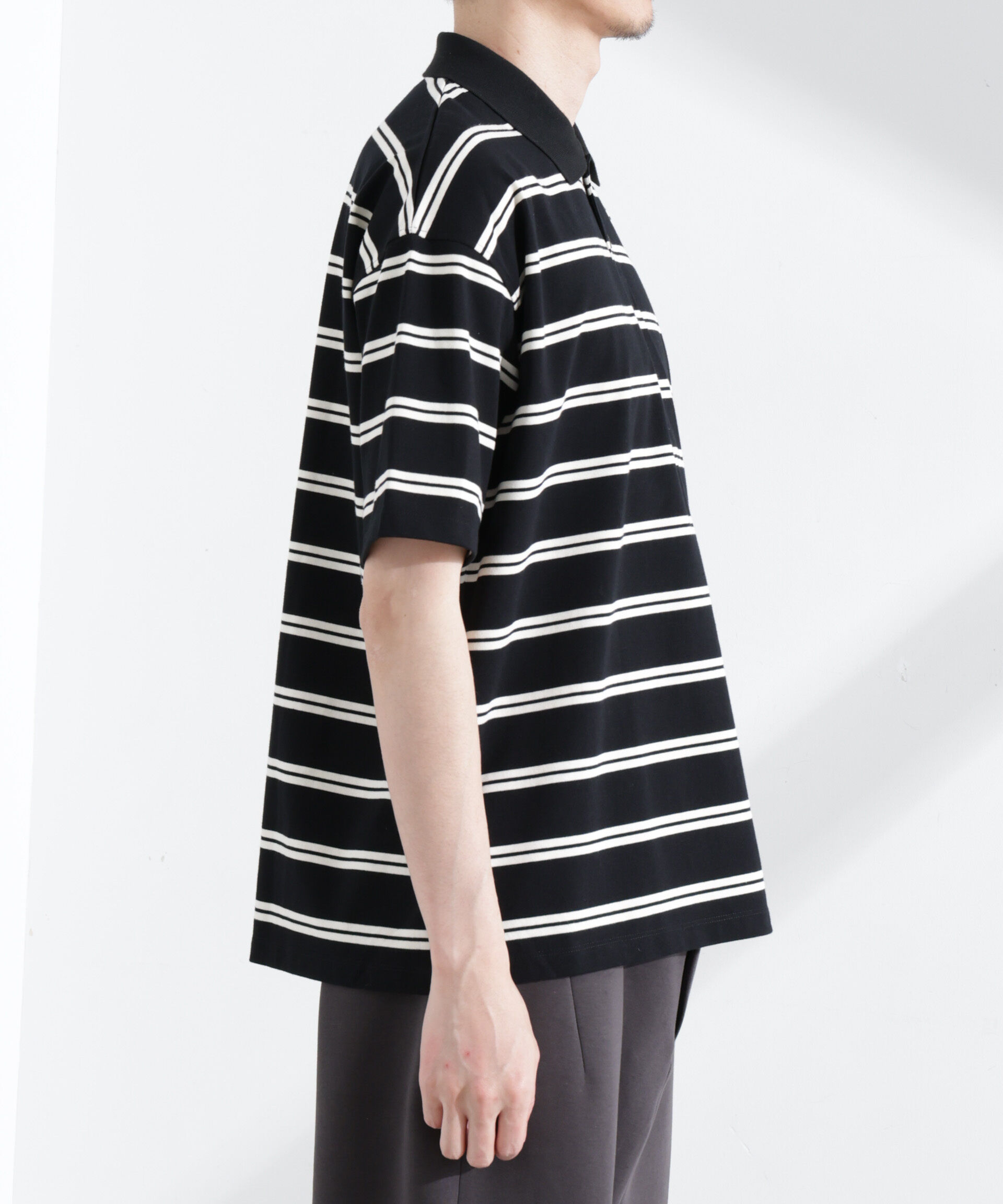 nano･universe「「NJ/CLUB」 オーバーサイズボーダーポロシャツ」|Tシャツ・カットソー|