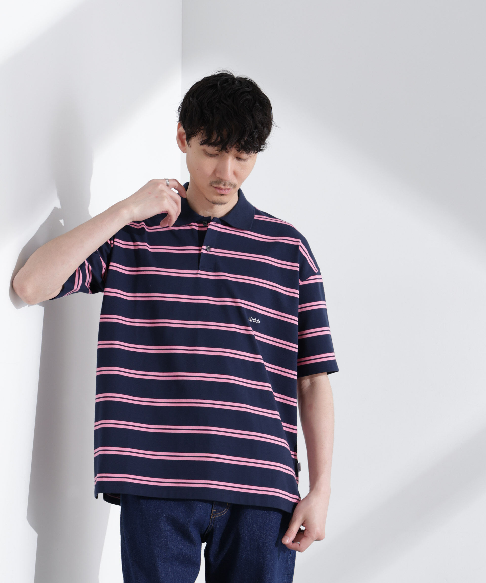 nano･universe「「NJ/CLUB」 オーバーサイズボーダーポロシャツ」|Tシャツ・カットソー|