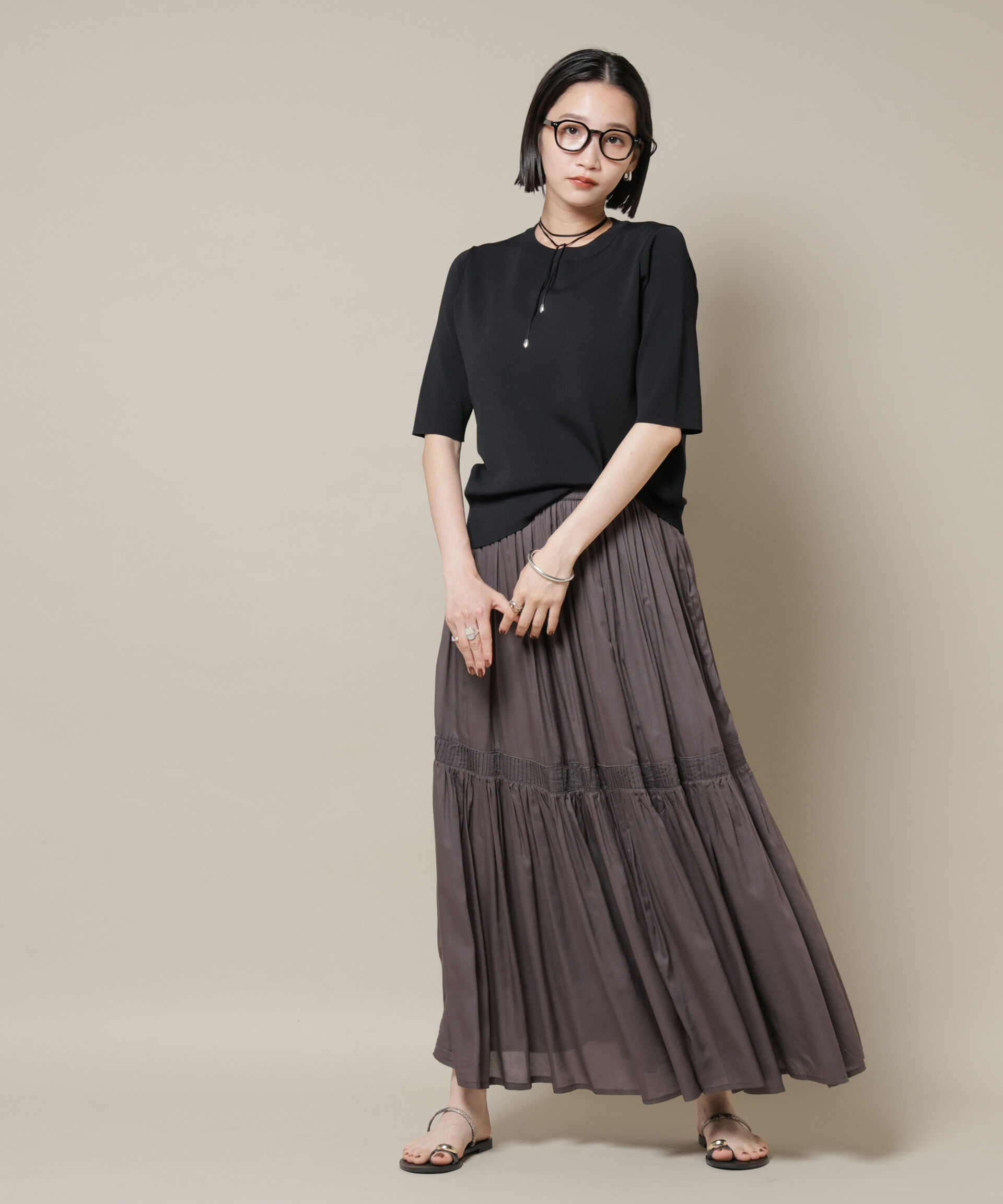 nano･universe「洗濯機洗い可UVカット接触冷感半袖ニット」|ニット・セーター|