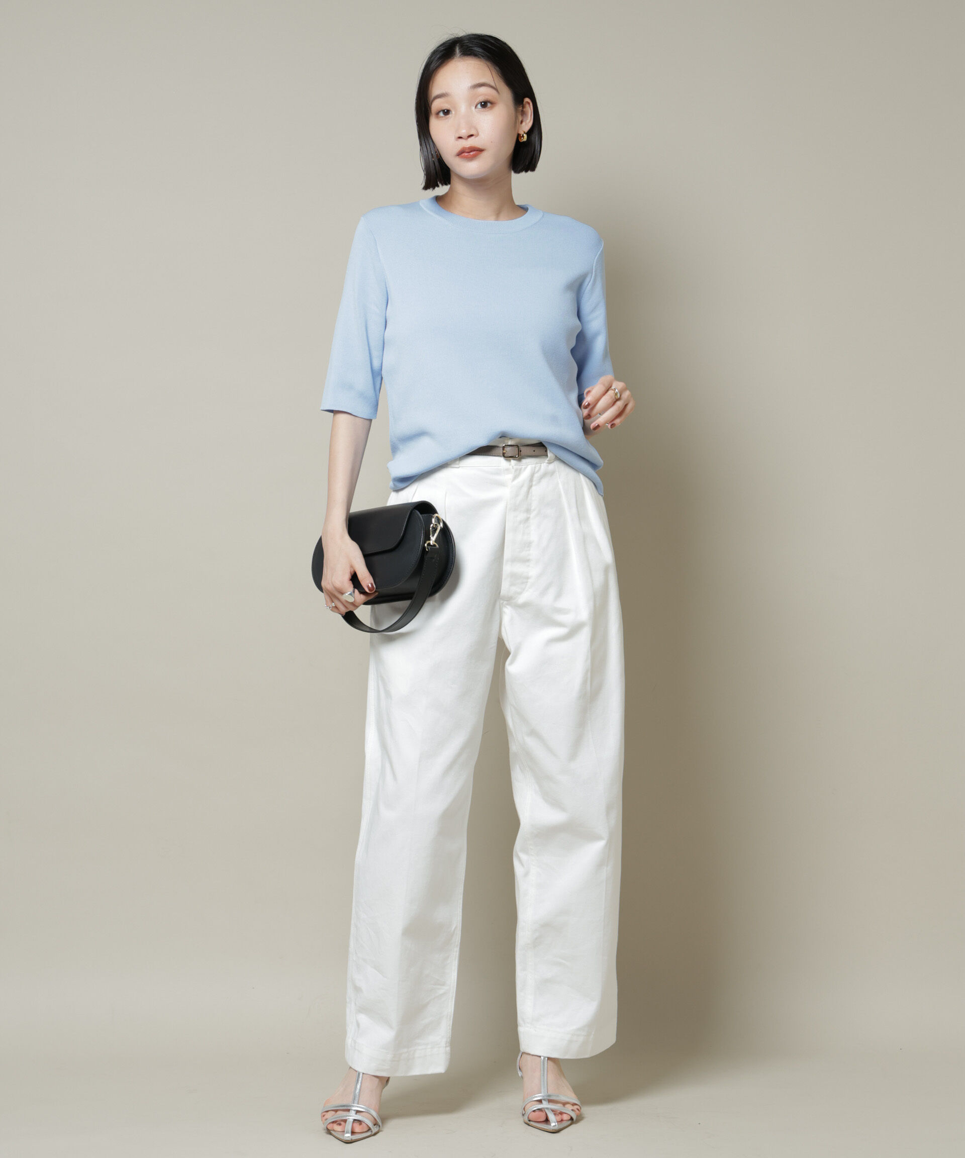 nano･universe「洗濯機洗い可UVカット接触冷感半袖ニット」|ニット・セーター|