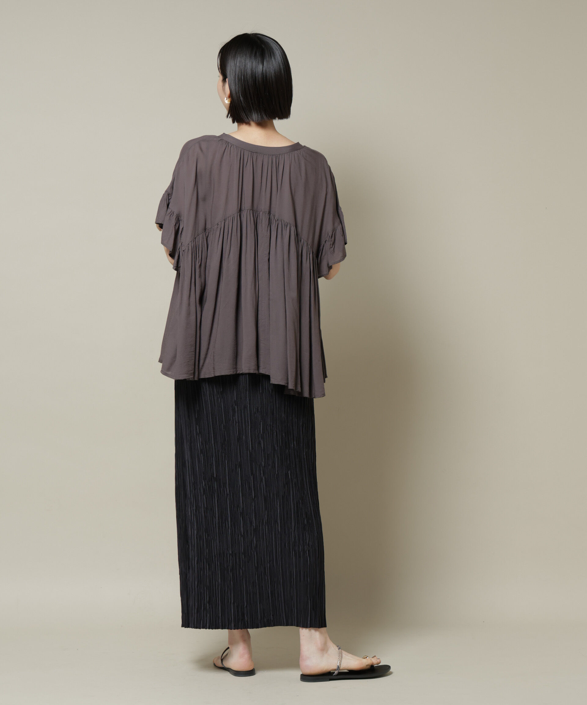 nano･universe「made in INDIA フリルスリーブギャザーブラウス(セットアップ可)」|シャツ・ブラウス|