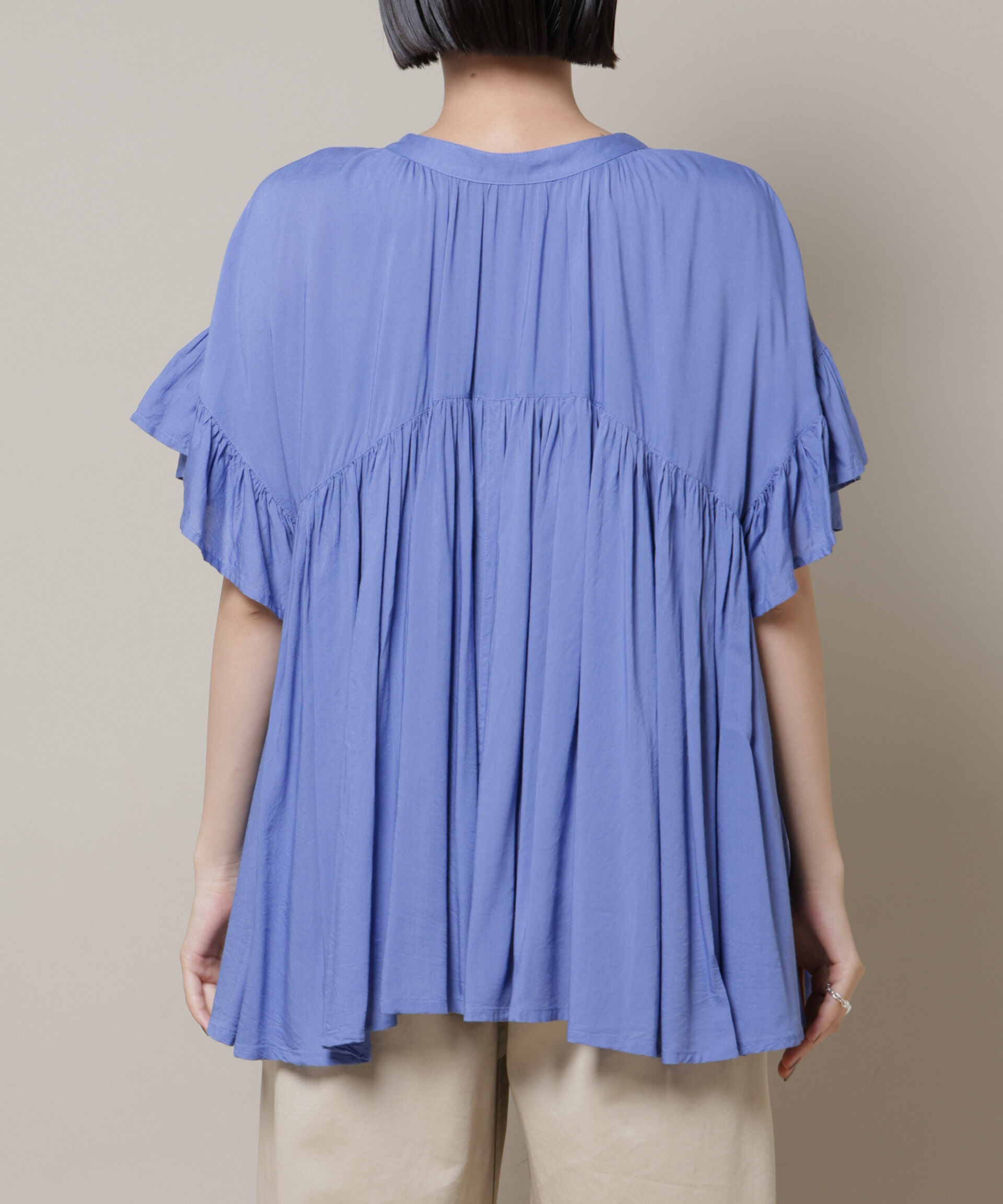 nano･universe「made in INDIA フリルスリーブギャザーブラウス(セットアップ可)」|シャツ・ブラウス|