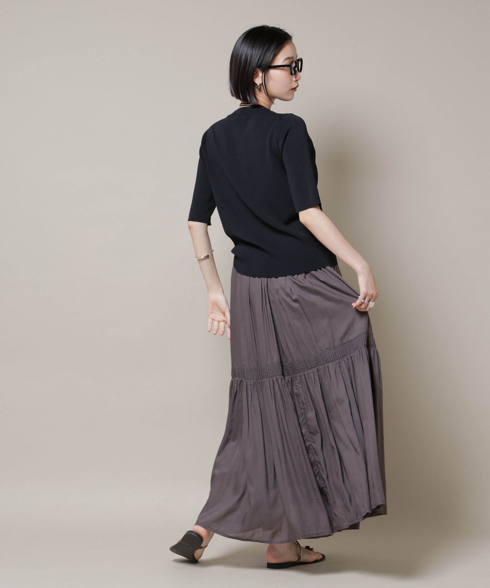 nano･universe「made in INDIA ギャザー切り替えフレアスカート(セットアップ可)」|スカート|