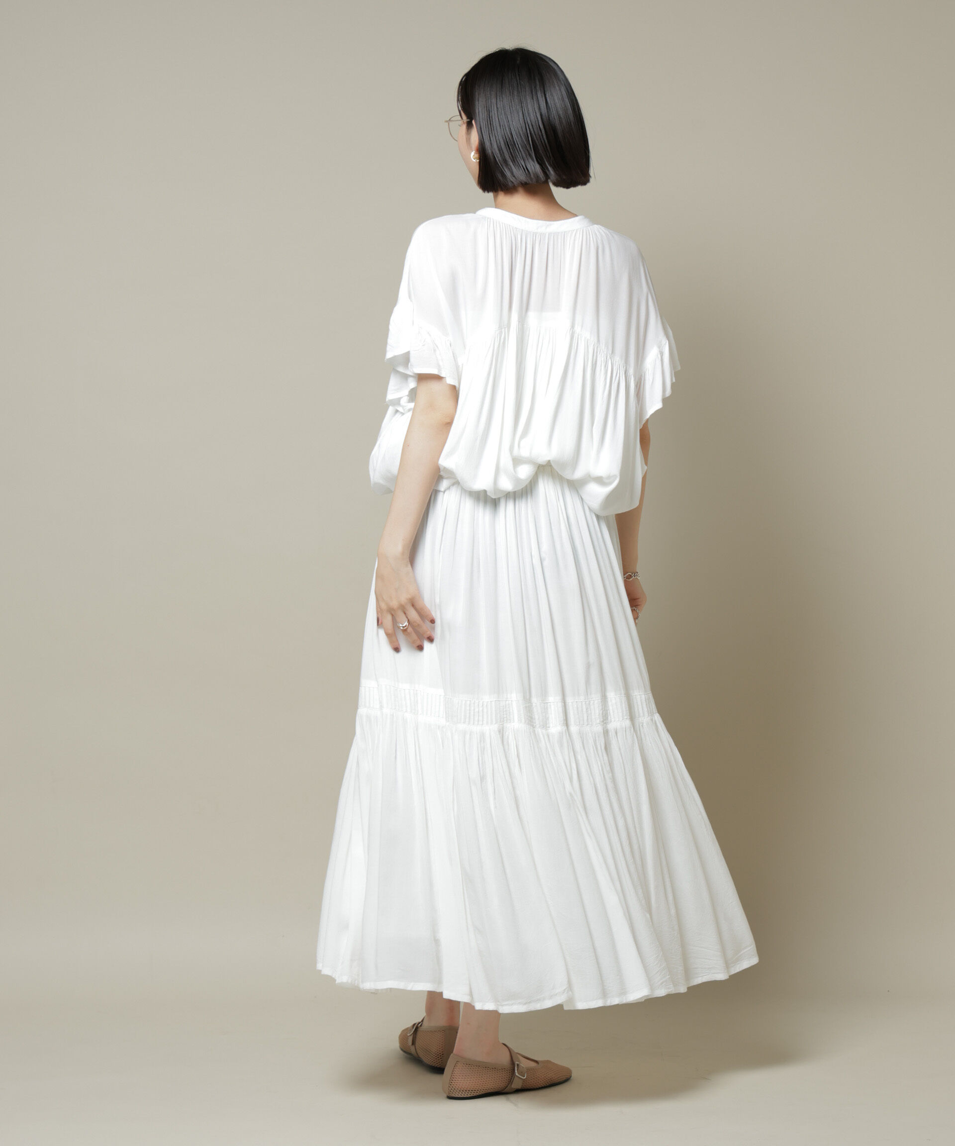 nano･universe「made in INDIA ギャザー切り替えフレアスカート(セットアップ可)」|スカート|