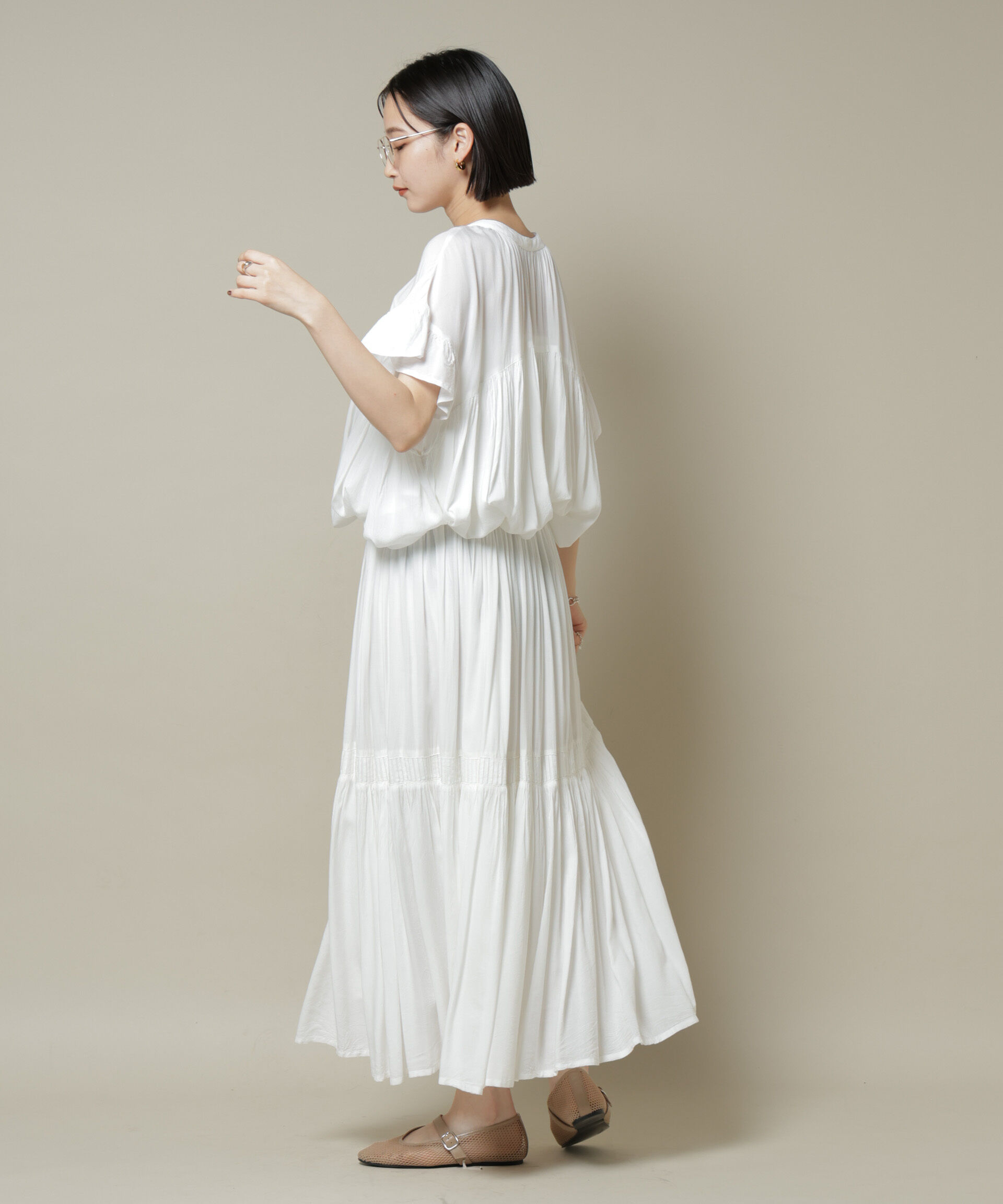 nano･universe「made in INDIA ギャザー切り替えフレアスカート(セットアップ可)」|スカート|