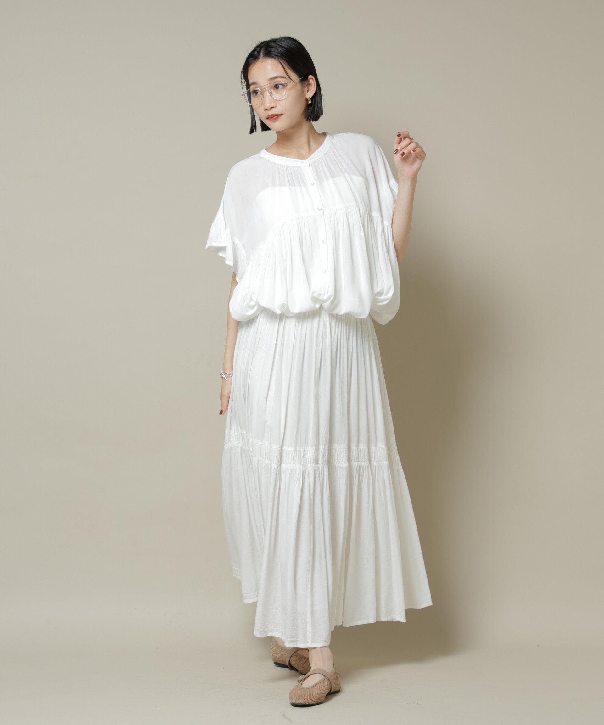 nano･universe「made in INDIA ギャザー切り替えフレアスカート(セットアップ可)」|スカート|