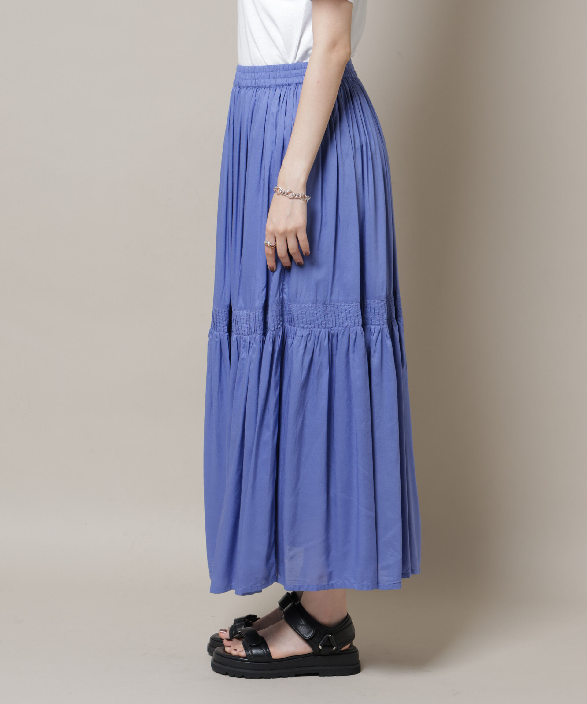 nano･universe「made in INDIA ギャザー切り替えフレアスカート(セットアップ可)」|スカート|