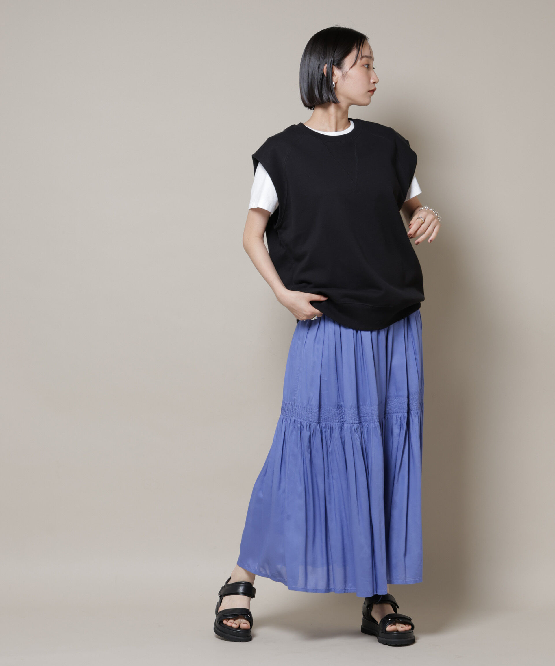nano･universe「made in INDIA ギャザー切り替えフレアスカート(セットアップ可)」|スカート|