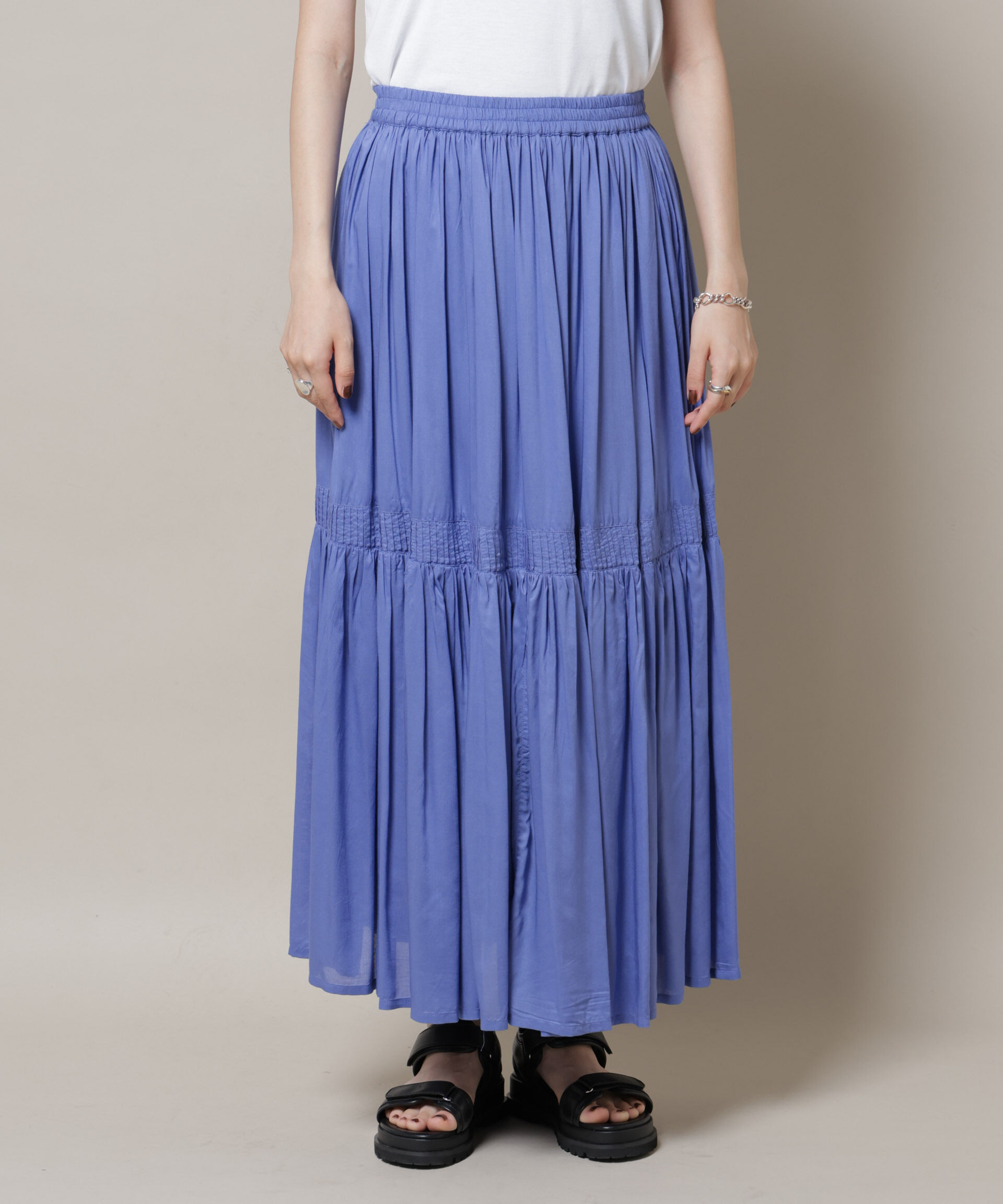 nano･universe「made in INDIA ギャザー切り替えフレアスカート(セットアップ可)」|スカート|