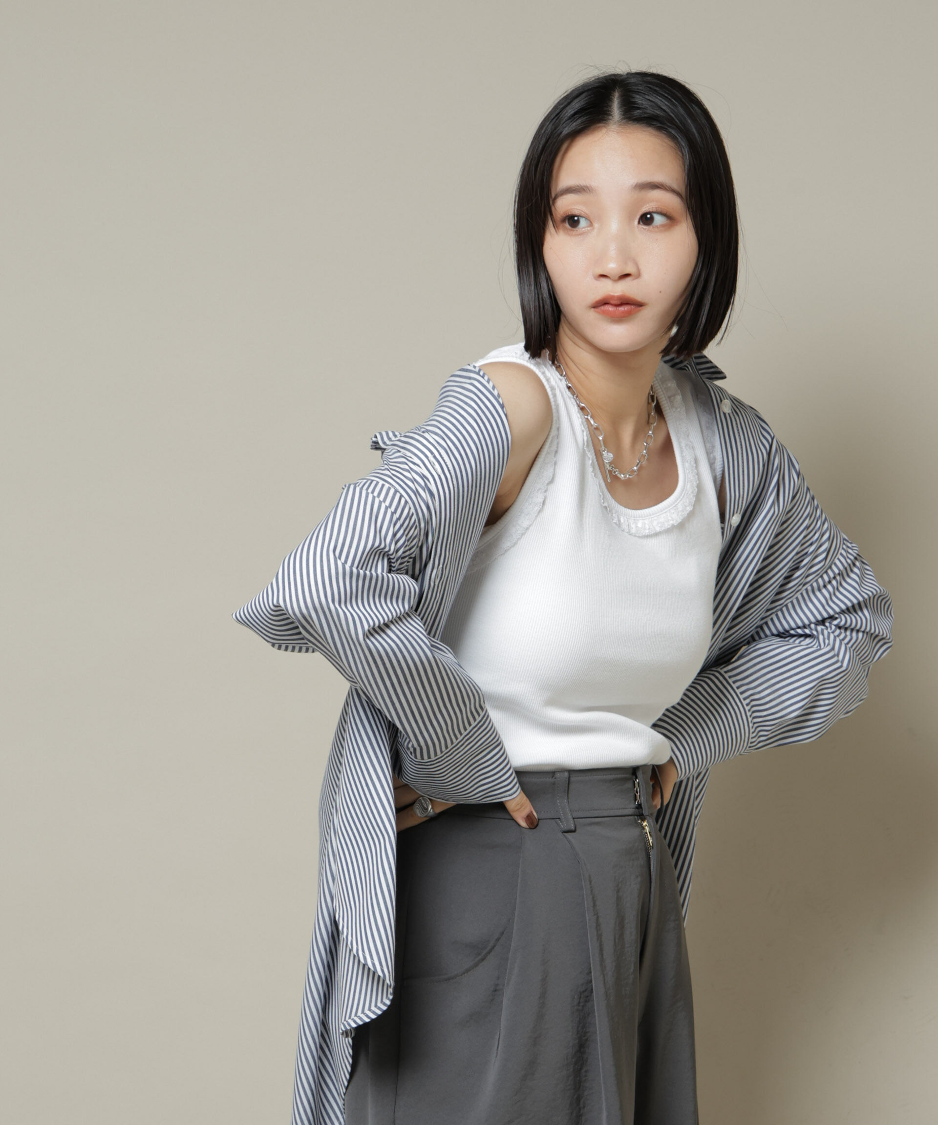 nano･universe「レーストリミングタンクトップ」|Tシャツ・カットソー|