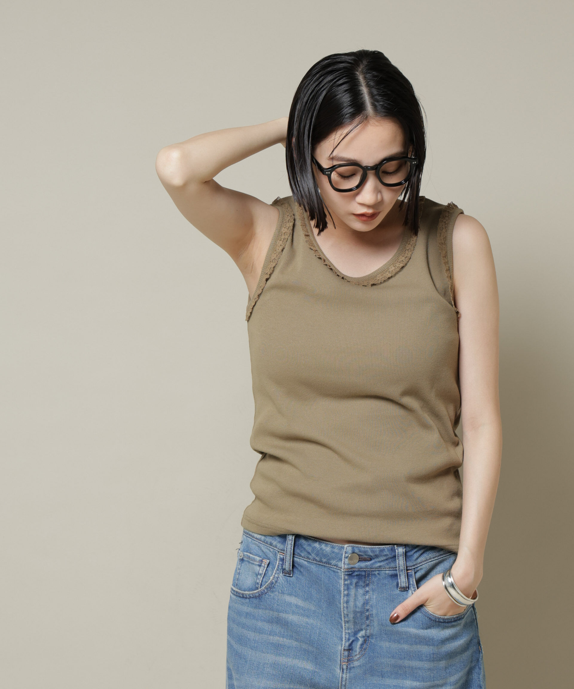 nano･universe「レーストリミングタンクトップ」|Tシャツ・カットソー|