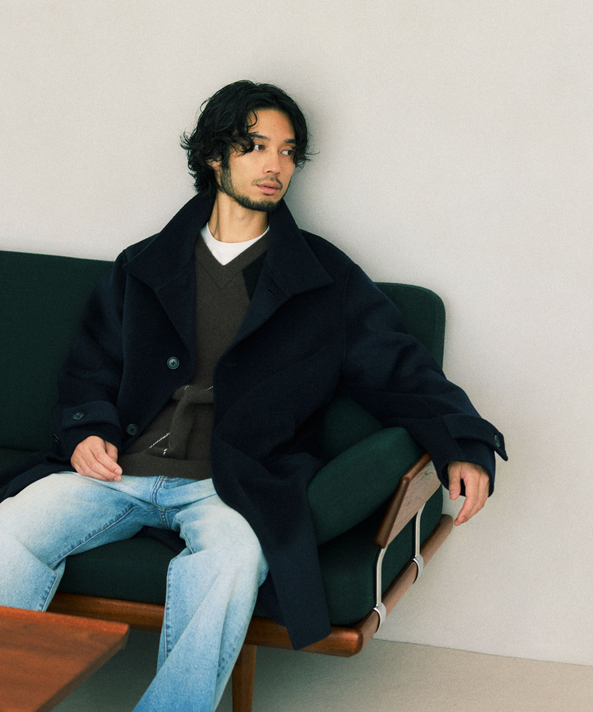 nano･universe「ウールリバースタンドベルテッドコート」|その他|ネイビー