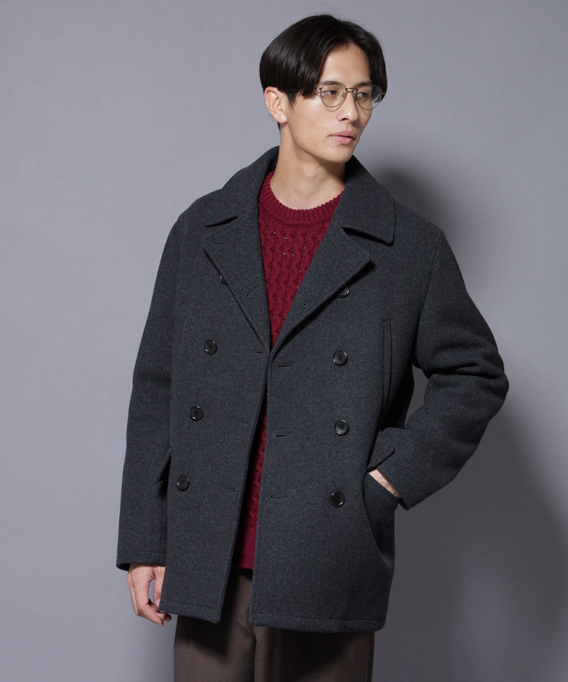 nano･universe「ウールカシミヤメルトンPコート」|その他|チャコール3