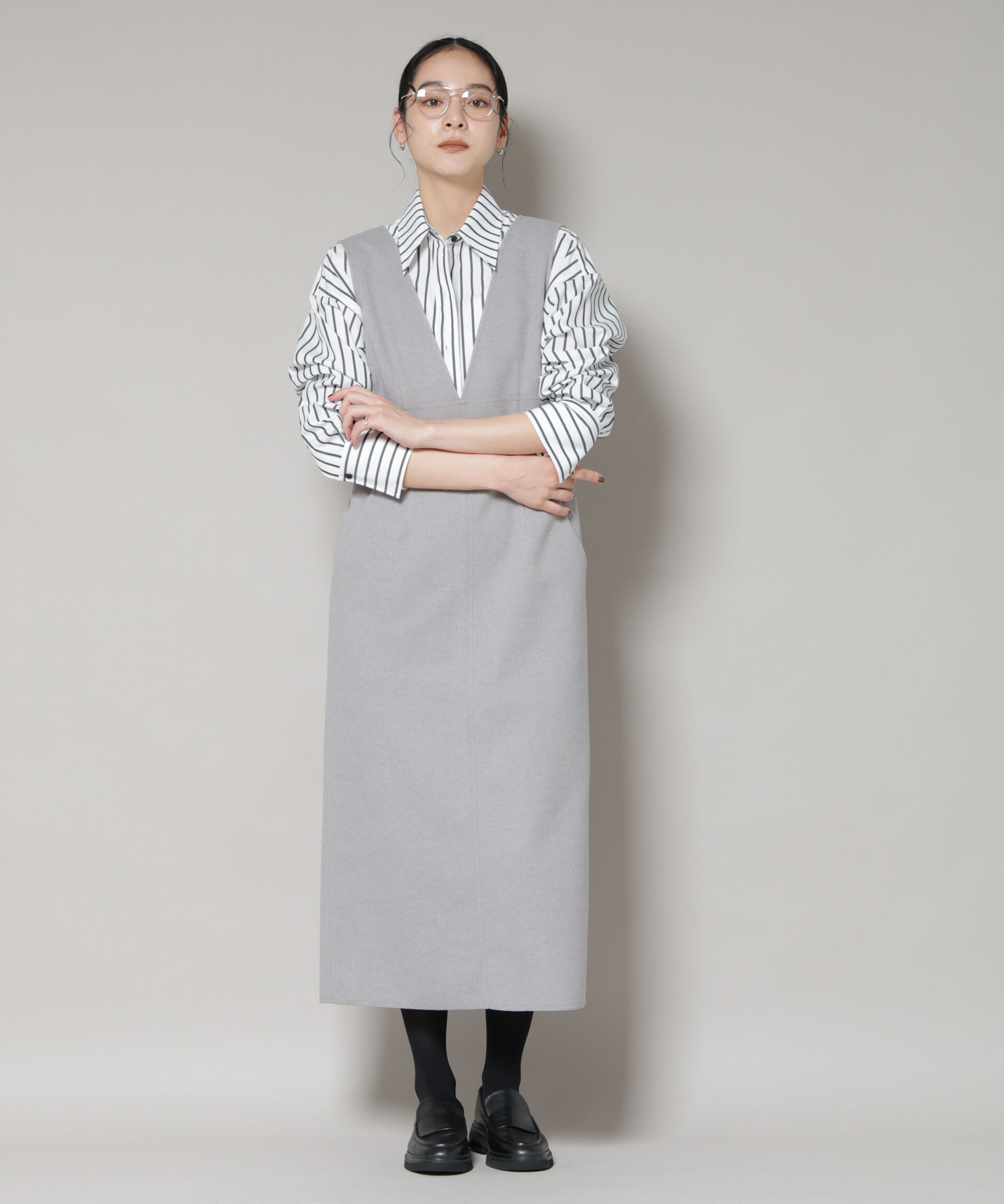 nano･universe「ニードルジャージーVネックワンピース」|ワンピース|