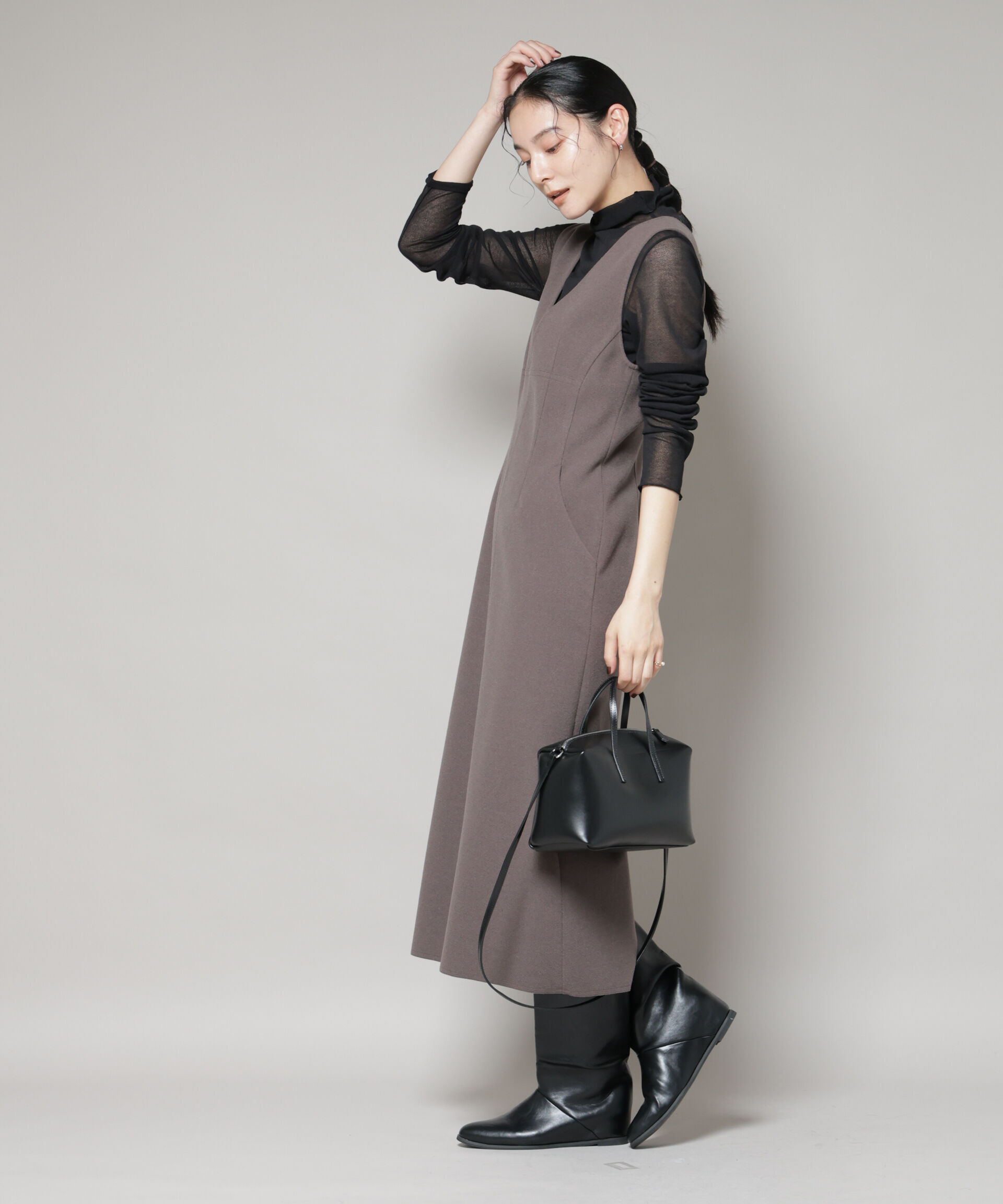 nano･universe「ニードルジャージーVネックワンピース」|ワンピース|