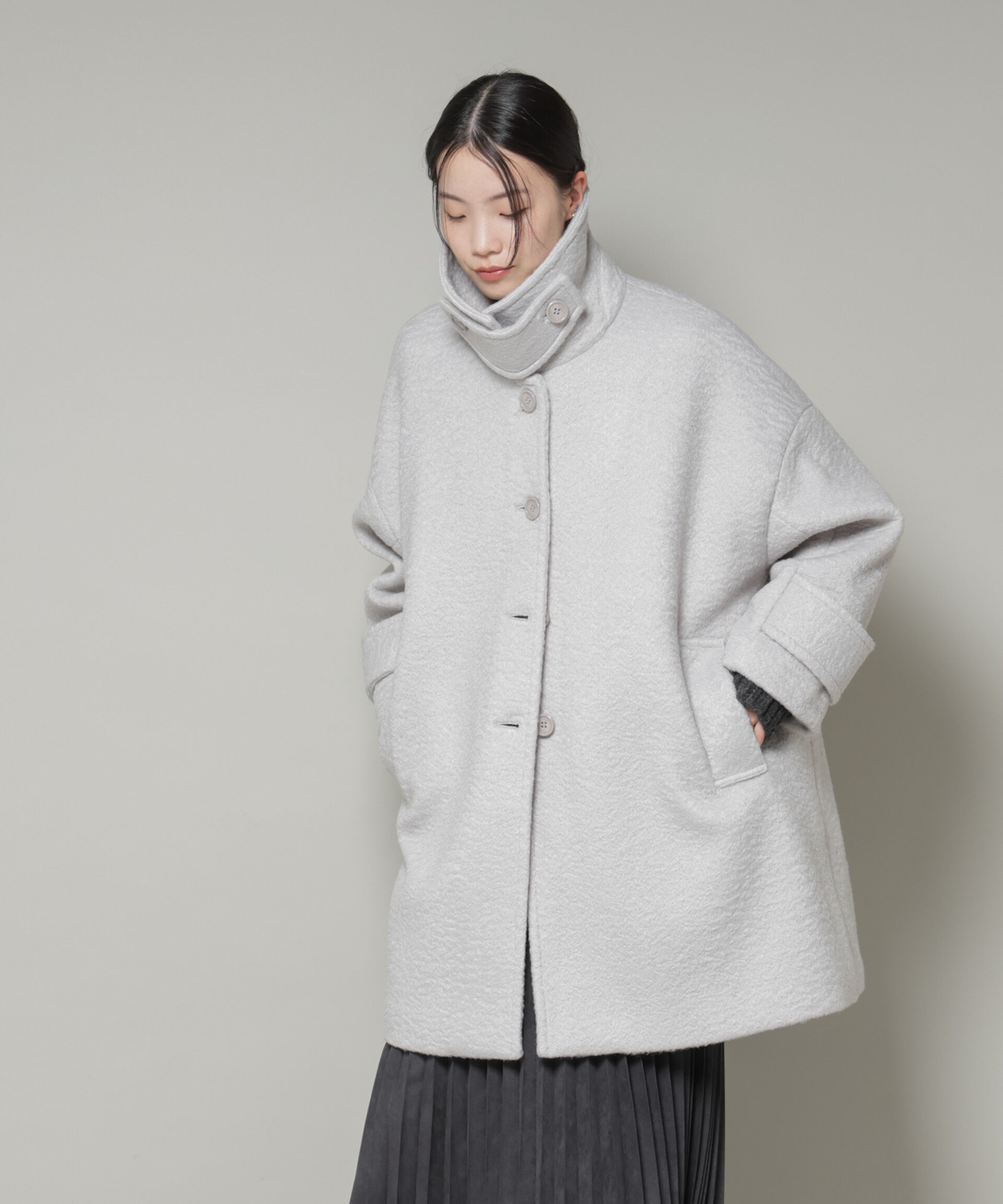 nano･universe「ブークレスタンドカラーミドルコート」|その他|L.グレー1