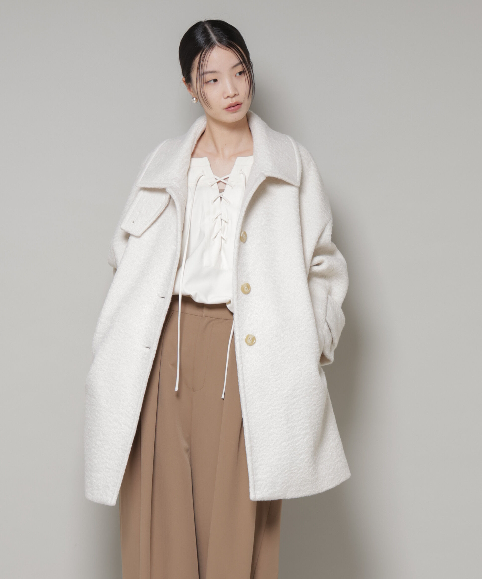 nano･universe「ブークレスタンドカラーミドルコート」|その他|アイボリー7