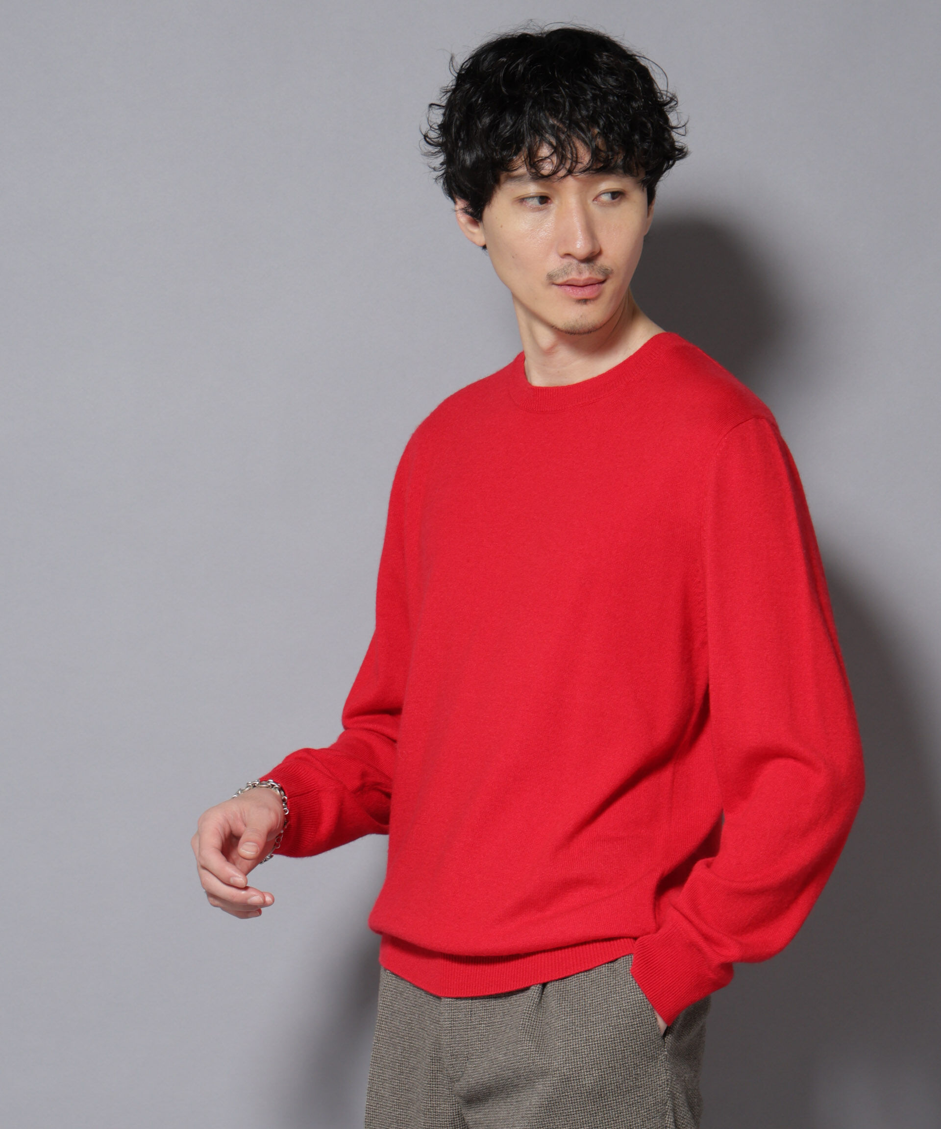 nano･universe「カシミヤミックスクルーネックニット」|ニット・セーター|レッド