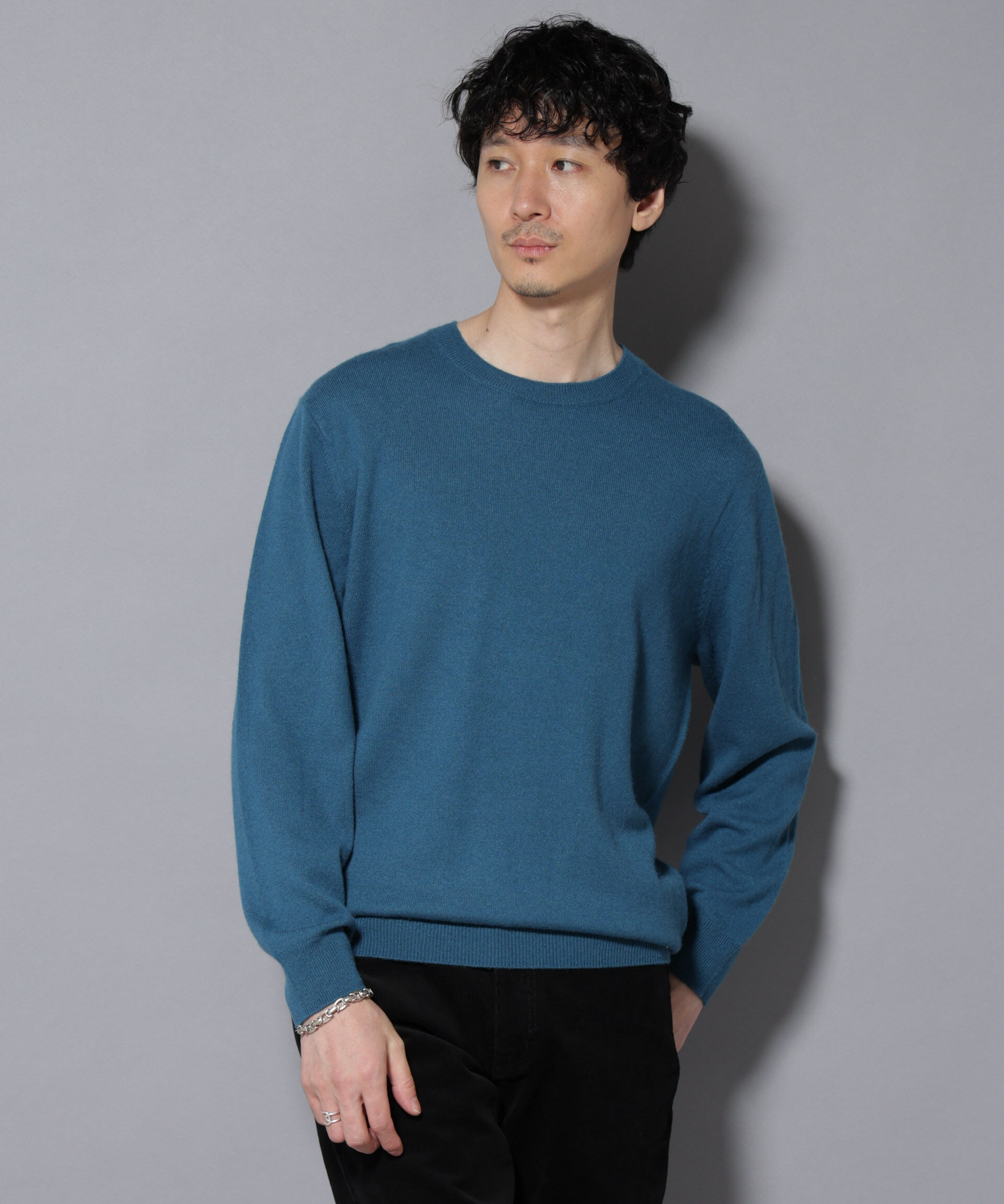 nano･universe「カシミヤミックスクルーネックニット」|ニット・セーター|ターコイズ