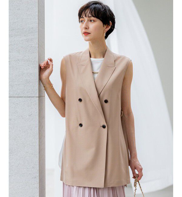 23区「【洗える】TWマットクロス テーラード ジレ」|その他|キャメル系