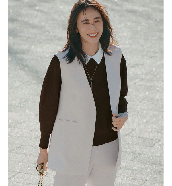 23区「【セットアップ対応/洗える】トリアセダブルジョーゼット ジレ」|その他|ベージュ系