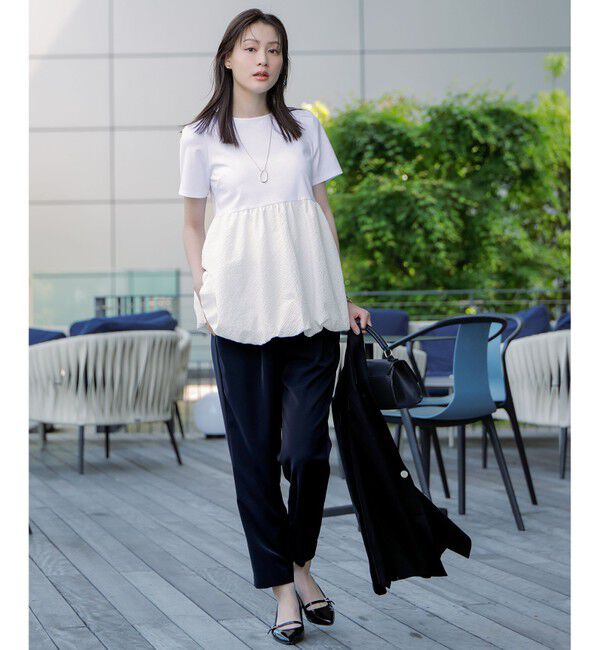 ANY SIS「【洗える】コンビネーションペプラム チュニック」|Tシャツ・カットソー|