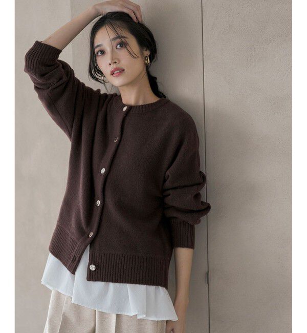 ANY SIS「【前後着用可能】Airニット カーディガン」|カーディガン|ブラウン