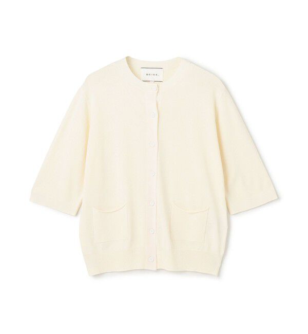 BEIGE,「【洗える】VALOIS / ジョーゼットトリム半袖カーディガン」|ニット・セーター|