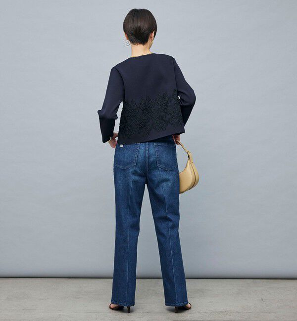 NOLLEY'S「レース付きクルーネックカーディガン」|カーディガン|