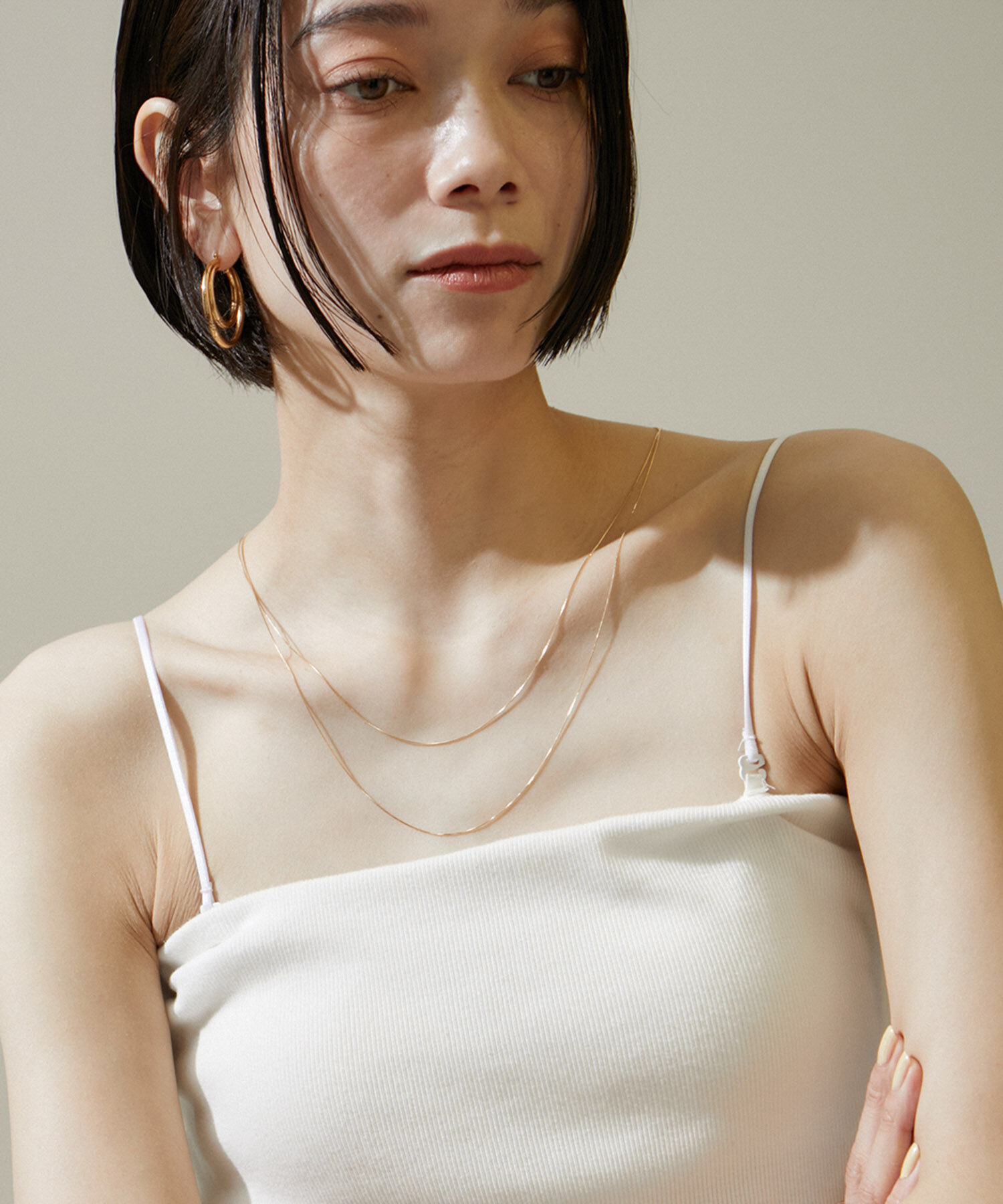 SALON adam et rope'「【追加】コットンリブカップ付きベアキャミ2」|チューブトップ|