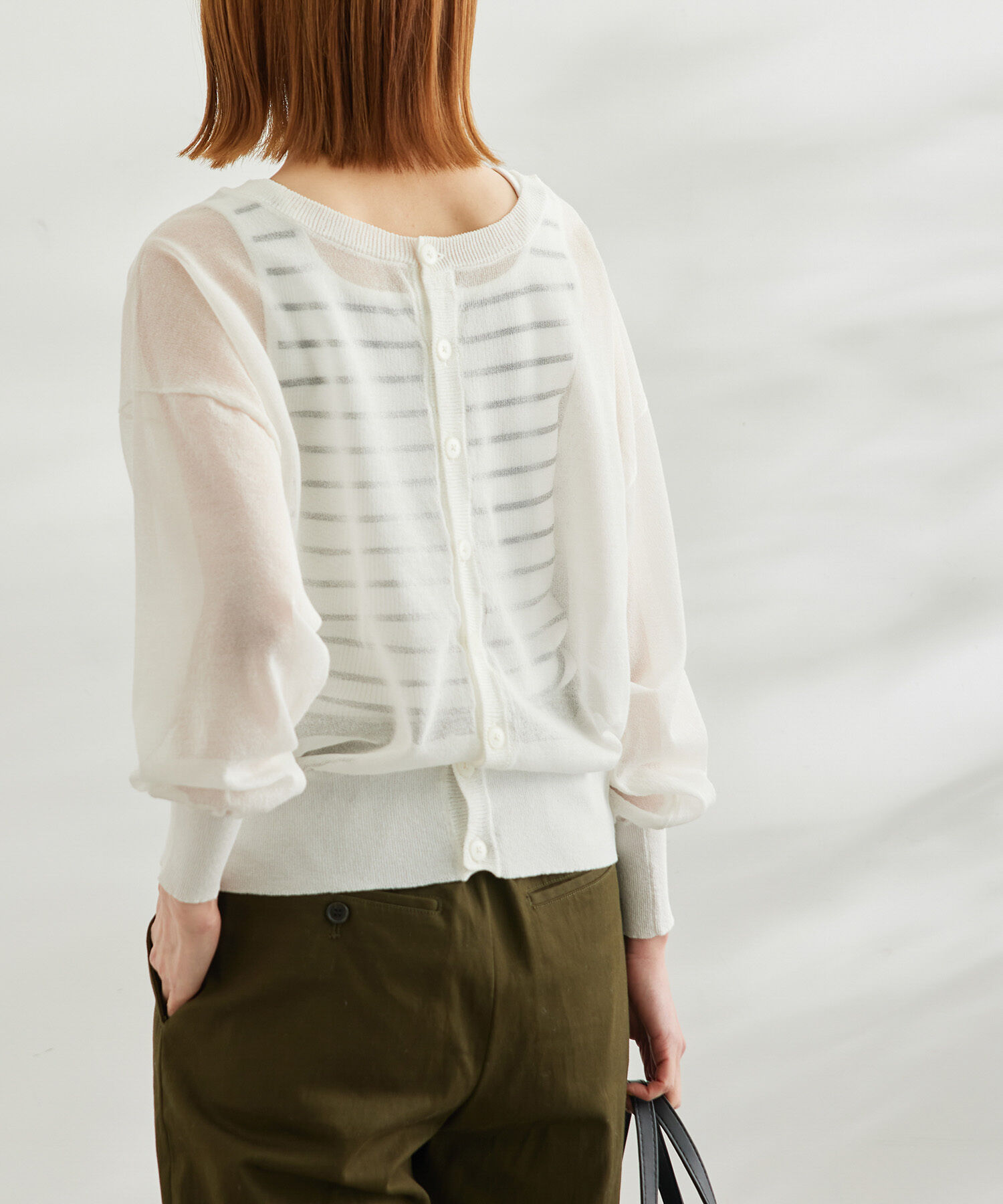 Rope&rsquo;Picnic「【WEB限定カラー:ピンク】2WAY/シアーカーディガン」|カーディガン|オフホワイト(15)