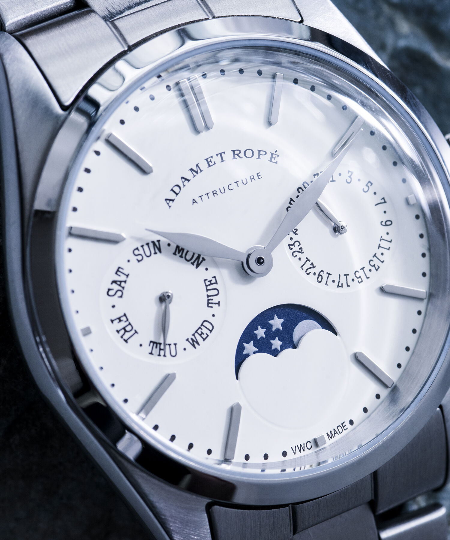 ADAM ET ROPE'「《別注》【VAGUE WATCH CO. for ADAM ET ROPE'】FLATBACK WRISTWATCH（DAY-DATE&MOONPHASE）」|腕時計|