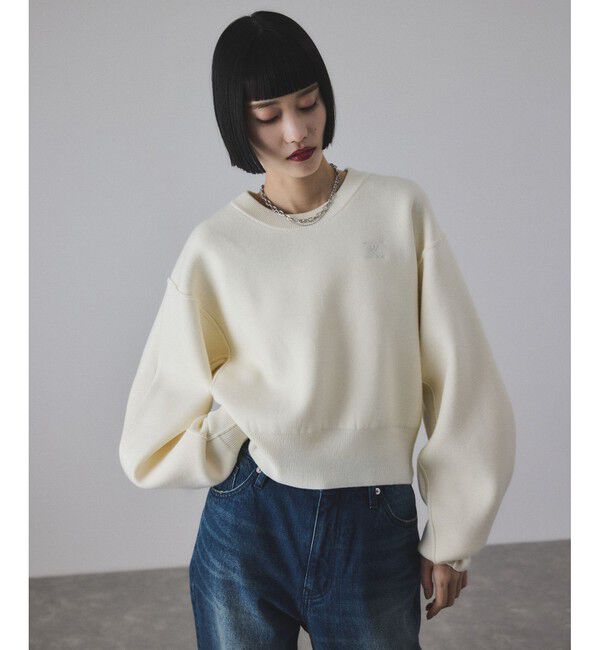 ADAM ET ROPE'「【サステナブル】ロゴパッチスウェットニット」|ニット・セーター|