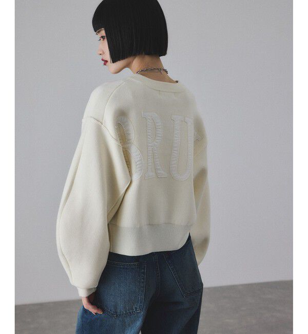 ADAM ET ROPE'「【サステナブル】ロゴパッチスウェットニット」|ニット・セーター|