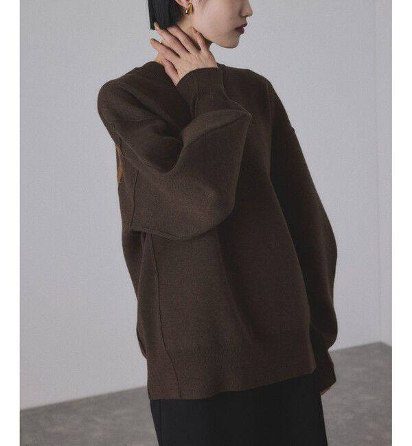 ADAM ET ROPE'「【サステナブル】ロゴパッチスウェットニット」|ニット・セーター|