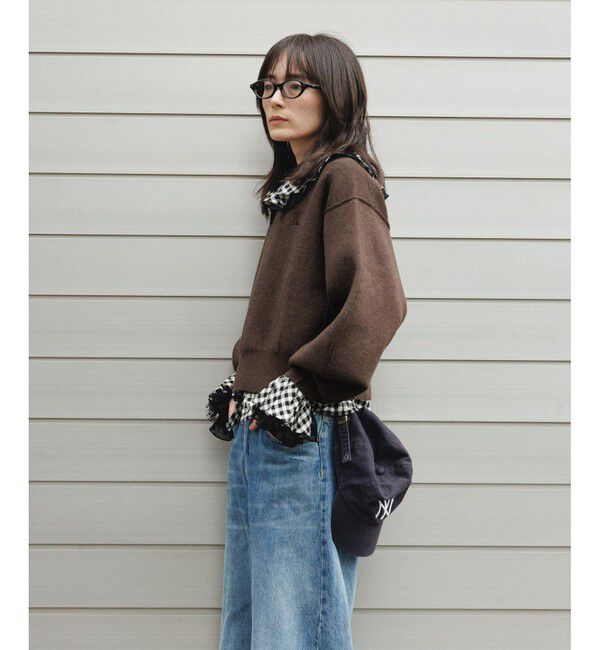 ADAM ET ROPE'「【サステナブル】ロゴパッチスウェットニット」|ニット・セーター|