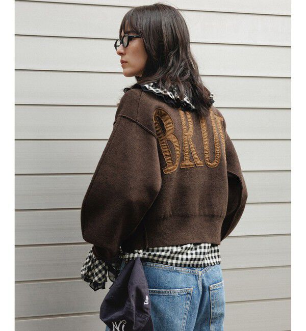 ADAM ET ROPE'「【サステナブル】ロゴパッチスウェットニット」|ニット・セーター|