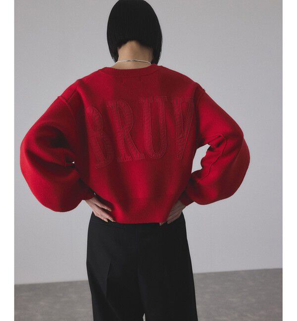 ADAM ET ROPE'「【サステナブル】ロゴパッチスウェットニット」|ニット・セーター|レッド(60)