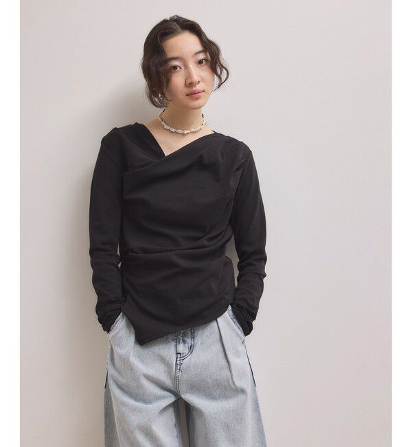 ADAM ET ROPE'「【WEB限定】アシンメトリードレープトップス」|Tシャツ・カットソー|