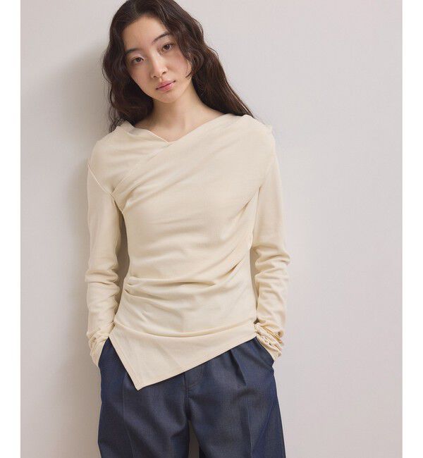 ADAM ET ROPE'「【WEB限定】アシンメトリードレープトップス」|Tシャツ・カットソー|