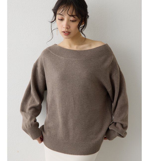  「ウールカシミヤオフショルプルオーバー」|ニット・セーター|モカ