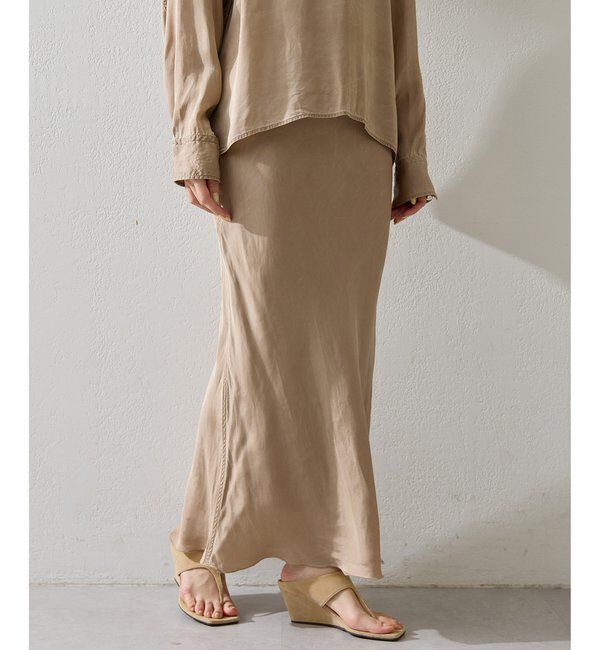  「ピグメントロングスカート」|スカート|ベージュ