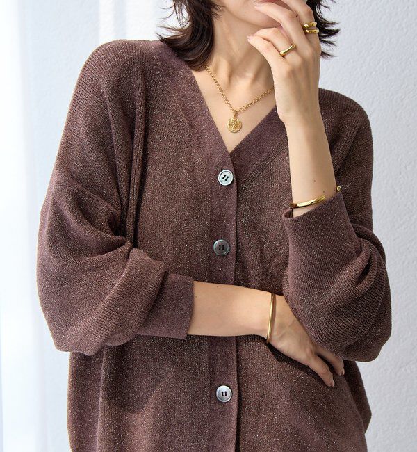  「【上品な輝き】ラメモール2WAYカーデ」|ニット・セーター|